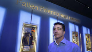 Ciannilli, who oversaw the “Forever Remembered” exhibit and memorial for the astronauts who perished on the Columbia and Challenger space shuttles, stands in the display area at the Kennedy Space Center Visitor Complex in Cape Canaveral, Florida. Credit: The Associated Press