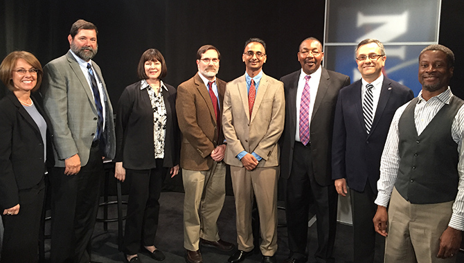 Participants in the NASA Virtual PM Challenge on independent assessment included (L to R) Director of the Strategic Investments Division in the OCFO Cristina Guidi, Deputy Associate Administrator for Policy and Plans for HEOMD Greg Williams, Program Executive, Program and Project Management Division of the OCE Ellen Stigberg, Director of the Integration Management Office for the ARMD Tony Springer, Deputy Associate Administrator for Management of the STMD Prasun Desai, Deputy Associate Administrator for Programs in the SMD Greg Robinson, Senior Advisor to the NASA Associate Administrator James Ortiz, and moderator Ramien Pierre.