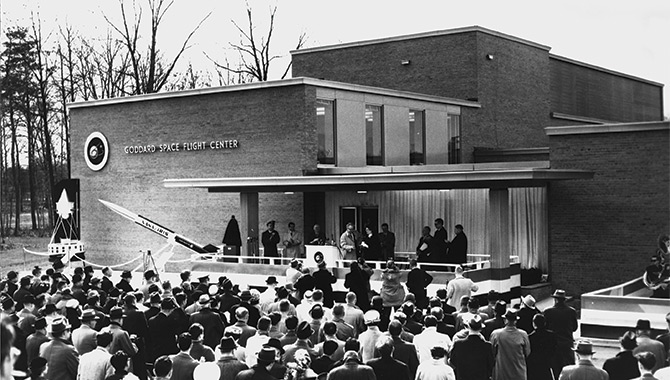 Photo from the opening day ceremony of the Goddard Space Flight Center on March 16, 1961. Photo Credit: NASA