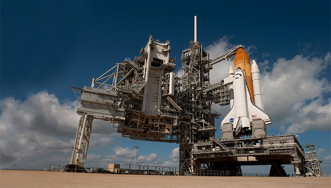 Space Shuttle Endeavour on Launch Pad 39A at NASA’s Kennedy Space Flight Center in Florida, for its final flight, the STS-134 mission to the International Space Station. Photo Credit: NASA