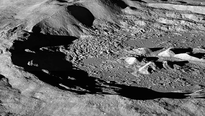 Lunar water could be used for drinking or its components – hydrogen and oxygen – could be used to manufacture important products on the surface that future visitors to the moon will need, like rocket fuel and breathable air. Photo Credit: NASA
