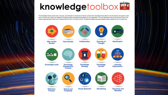 The Knowledge Toolbox is designed for quick learning through interactivity and ease of use. Credit: NASA