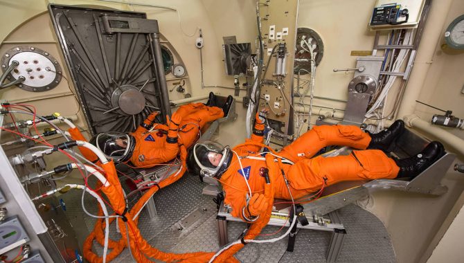 Engineers and technicians at NASA’s Johnson Space Center in Houston are testing the spacesuit astronauts will wear