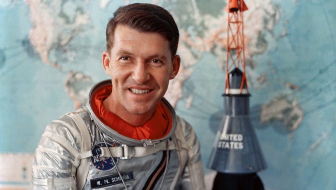 NASA Astronaut Walter Schirra in his Mercury flight suit. Credit: NASA