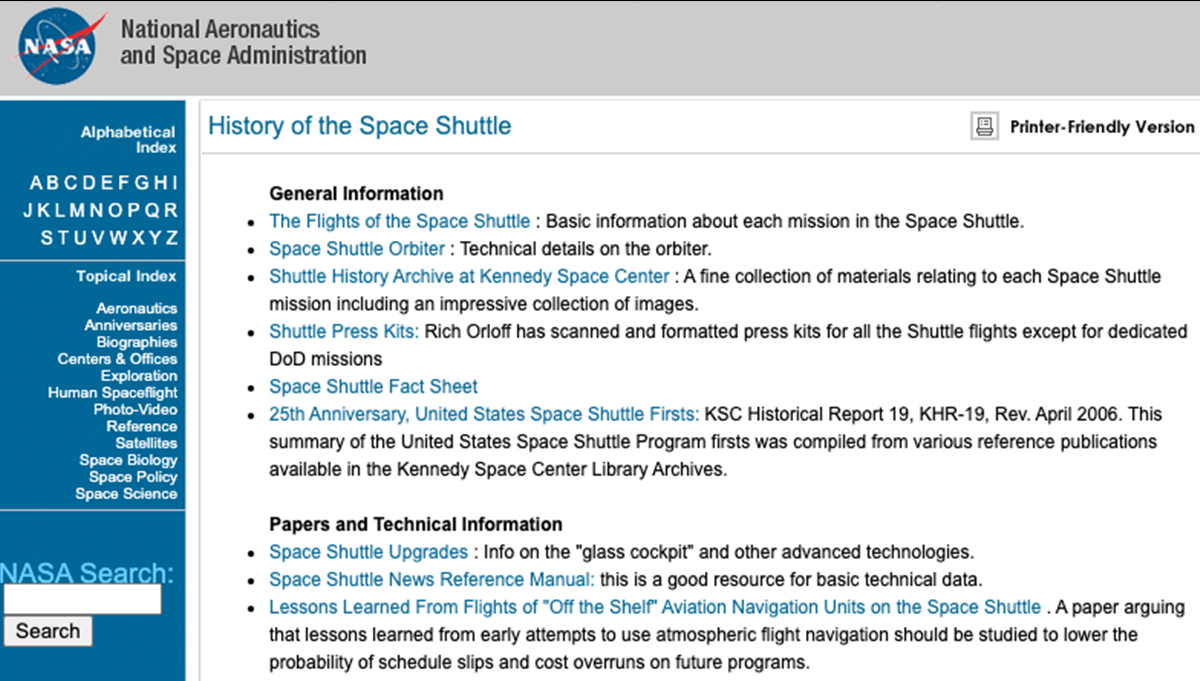 History Collection Space Shuttle Appel Knowledge Services History Collection Space Shuttle Appel Knowledge Services