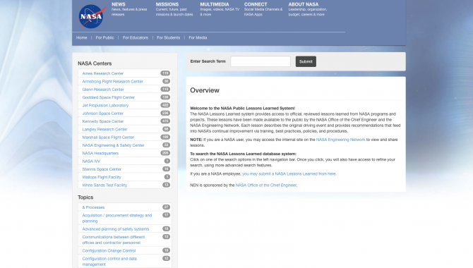 NASA Public Lessons Learned