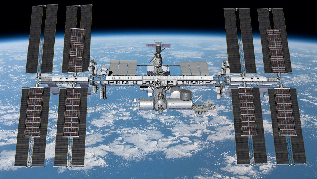 This rendering shows the planned configuration for all six iROSA solar arrays. NASA astronaut Shane Kimbrough and European Space Agency astronaut Thomas Pesquet have installed the first two, the upper and lower iROSAs on the P6 truss, shown here at the far right. Credit: NASA