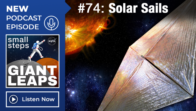 Artist's illustration of a solar sail flying in space with the sun in the background. Credit: NASA