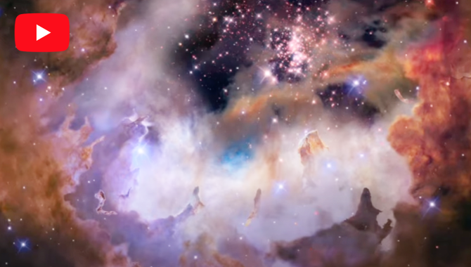 Illustration of stars and clouds of gas. Credit: NASA