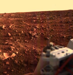 This photo of sunset on Mars is just one of thousands of images sent to Earth by Viking 1, the first American spacecraft to make a soft landing on Mars. Viking 1 launched on August 20, 1975 and returned data from the Martian surface for more than 7 years. Credit: NASA