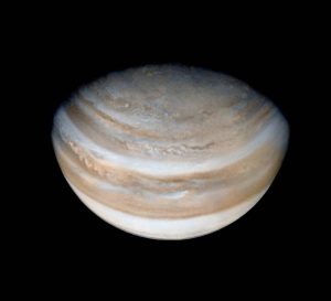 View of Jupiter’s north polar region seen as Pioneer 11 left the Jovian system. Credit: NASA