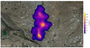 The 2-mile (3.3-kilometer) long methane plume originating in the Permian Basin. Credits: NASA/JPL-Caltech