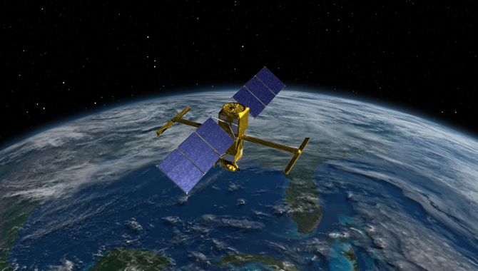 The Surface Water and Ocean Topography (SWOT) satellite, shown here in an artist’s illustration, will make unprecedented measurements of the water in Earth's lakes, rivers, reservoirs, and oceans. Credit: NASA