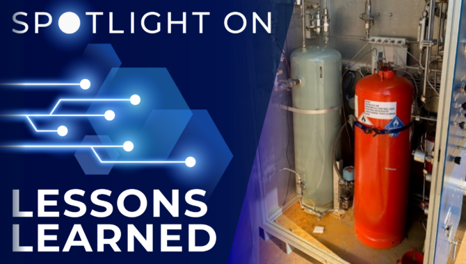 Spotlight on Lessons Learned graphic with a photo of the ISOPAR-H Tank and TEA-TEB Fill Tank. Credit: NASA