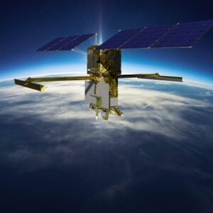 This illustration depicts the Surface Water and Ocean Topography (SWOT) satellite with solar arrays fully deployed. Credit: NASA/JPL