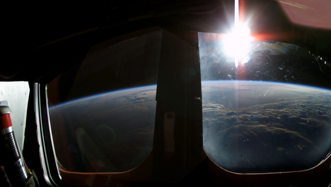 On 22 January 2003, the crew of STS-107 captured this sunrise from the crew cabin during Flight Day 7. Photo Credit: NASA