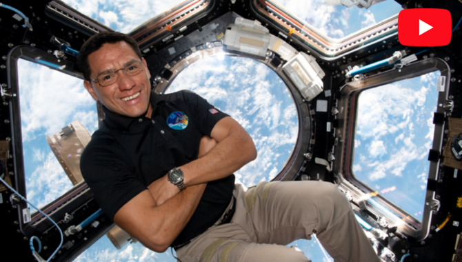 NASA astronaut Frank Rubio floats inside the cupola, the International Space Station’s “window to the world.” Credit: NASA