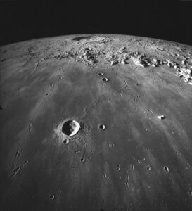 Apollo 17, 1972: this oblique photograph was taken looking south across Mare Imbrium. Photo Credit: NASA