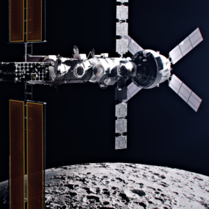 Artist rendering the International Habitat module delivery to Gateway on the Artemis IV mission. Credit: NASA