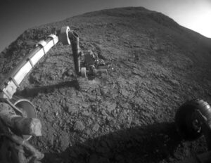 The image was taken by Opportunity's front hazard avoidance camera on Jan. 5, 2016, during the 4,248th Martian day, or sol, of the rover's work on Mars. This camera is mounted low on the rover and has a wide-angle lens. Photo Credit: NASA/JPL-Caltech