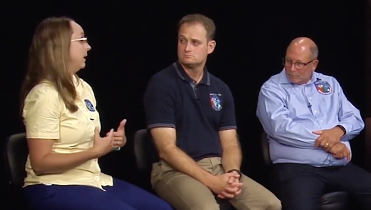 Panelists from left to right are Kaitlin Liles, Joe Gasbarre, and Mike Cisewski. Credit: NASA