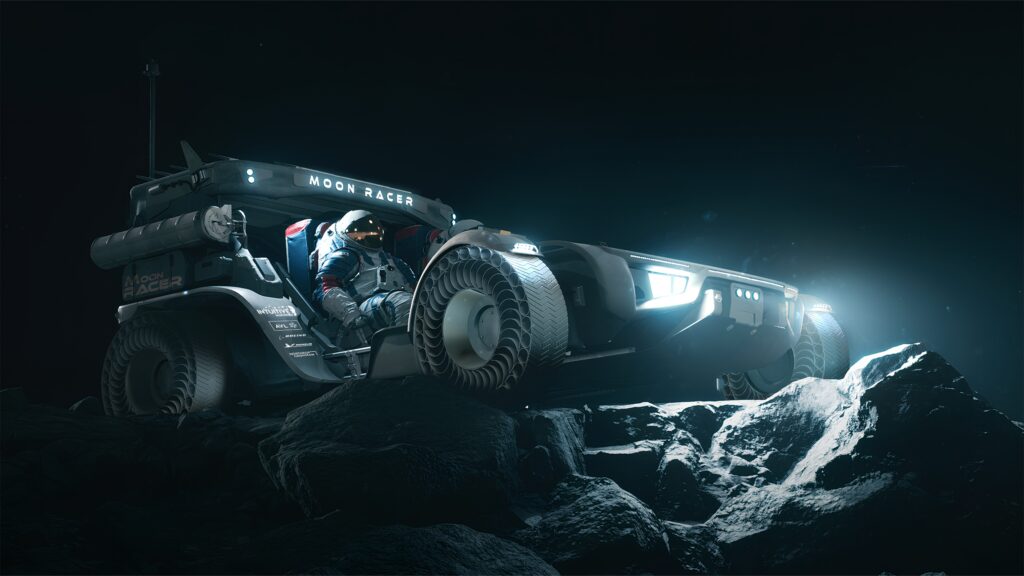 Artist's rendering of Intuitive Machines' Moon RACER lunar terrain vehicle. Image Credit: Intuitive Machines