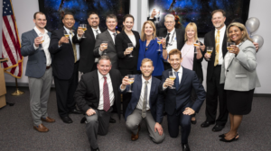 The 2020 SELP graduates share a toast to celebrate the conclusion of the program, which prepared them for leadership roles within NASA. Photo Credit: NASA