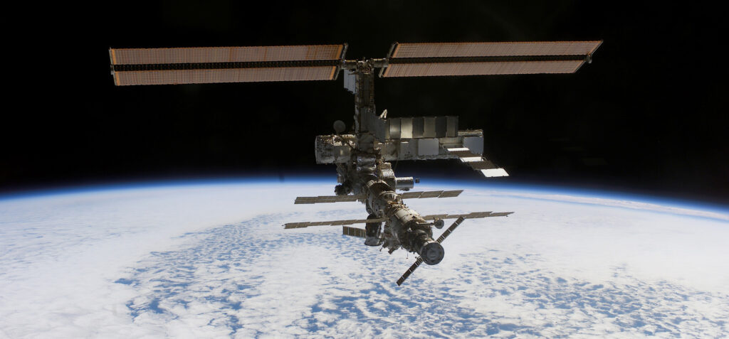 This image of the International Space Station (ISS) was photographed by one of the crewmembers of the STS-112 mission following separation from the Space Shuttle Orbiter Atlantis as the orbiter pulled away from the ISS in 2002. Credit: NASA