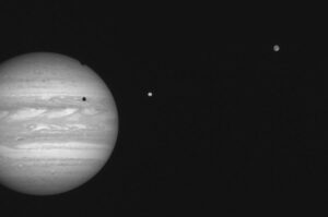 Two of Jupiter's moons, Io and Ganymede. Credit: NASA/Johns Hopkins University Applied Physics Laboratory/Southwest Research Institute