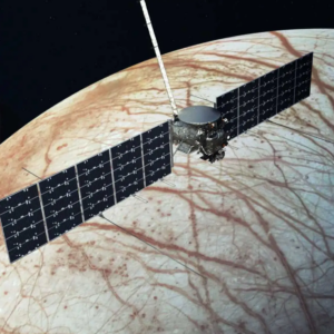 Artist rendering of the Europa Clipper spacecraft flying near Jupiter's moon, Europa. Credit: NASA/JPL-Caltech