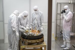 Curation teams process the sample return capsule from NASA’s OSIRIS-REx mission in a cleanroom, Sunday, Sept. 24, 2023, at the Department of Defense's Utah Test and Training Range. Credit: NASA/Keegan Barber