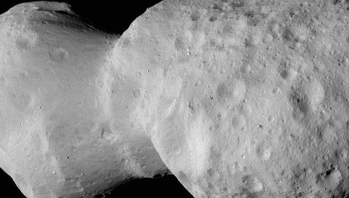 The asteroid Donaldjohanson as seen by the Lucy Long-Range Reconnaissance Imager (L’LORRI) on NASA’s Lucy spacecraft during its flyby on April 20, 2025. The spacecraft’s closest approach distance was 600 miles. The image has been sharpened and processed to enhance contrast. Credit: NASA/Goddard/SwRI/Johns Hopkins APL/NOIRLab